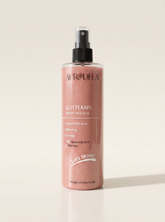 AURODHEA GLITTERAIN – Golden Shimmer Body Spray (Monoi & Milk Scent) 150 ml