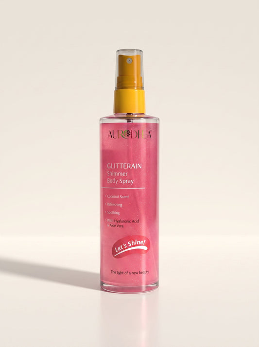 AURODHEA GLITTERAIN – Pink Shimmer Body Spray (Coconut Scent)