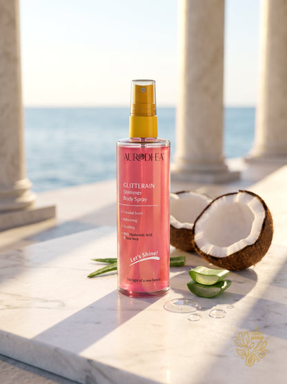 AURODHEA GLITTERAIN – Pink Shimmer Body Spray (Coconut Scent)