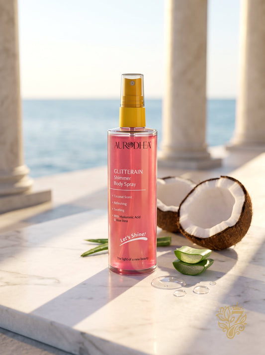 AURODHEA GLITTERAIN – Pink Shimmer Body Spray (Coconut Scent)
